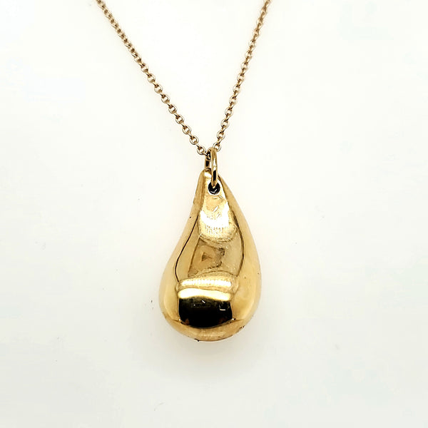 Pre - Owned Tiffany & Co Elsa Perreti 18Kt Yellow Gold Teardrop Pendant Necklace