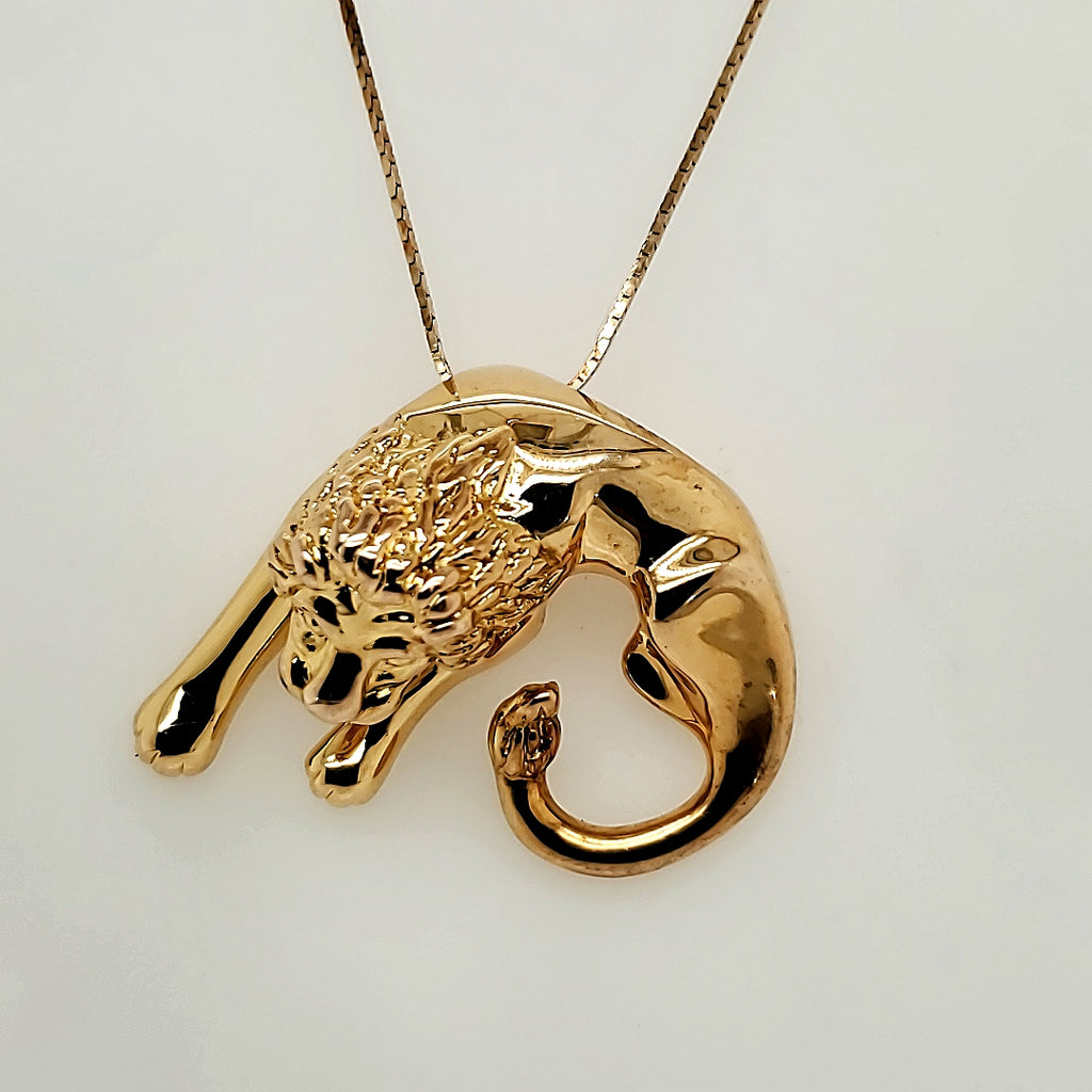 14kt Yellow Gold 3D Lion Pendant