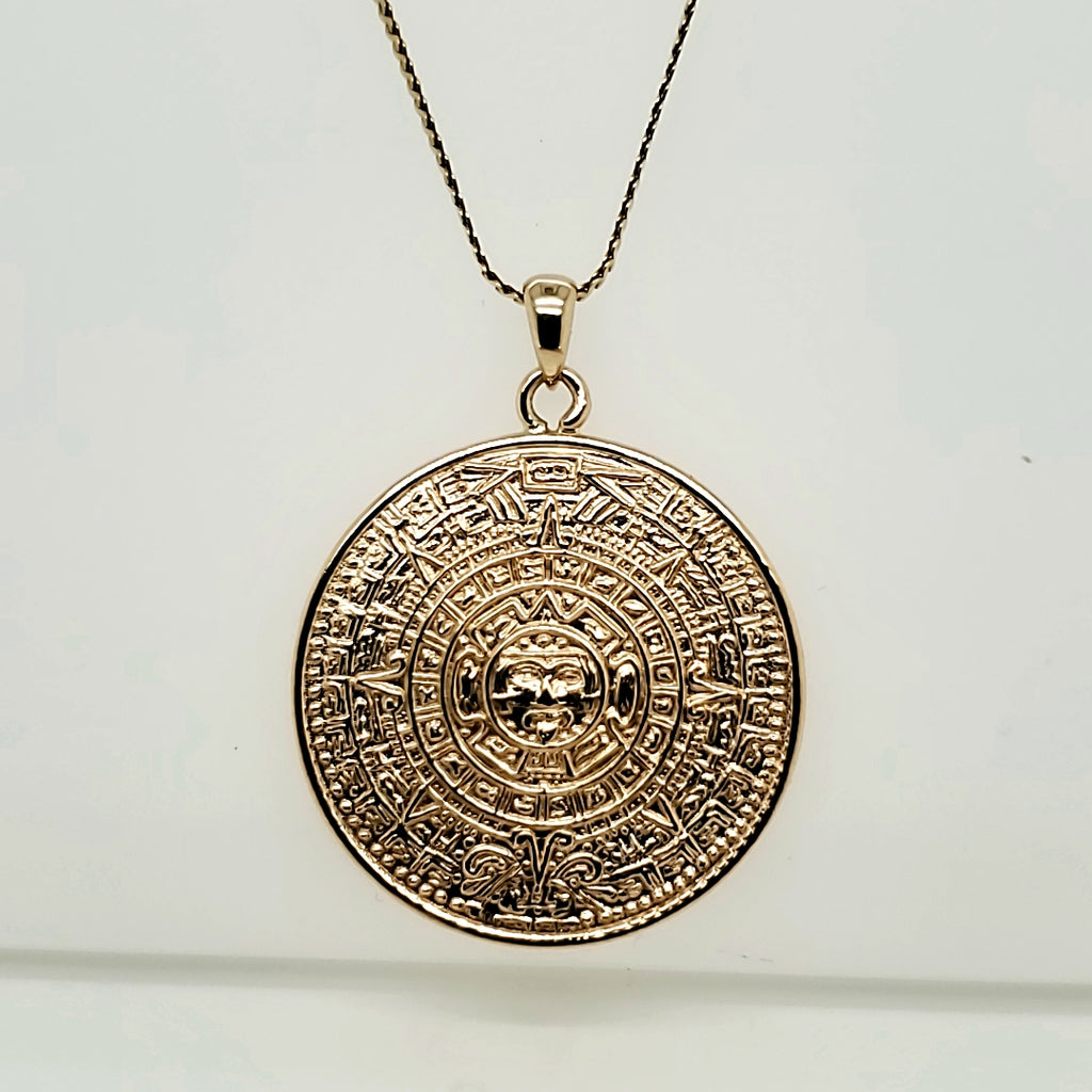 Vintage 14kt Yellow Gold Mayan Calender Pendant