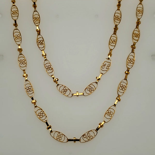 22kt Yellow Gold Filigree Link Chain
