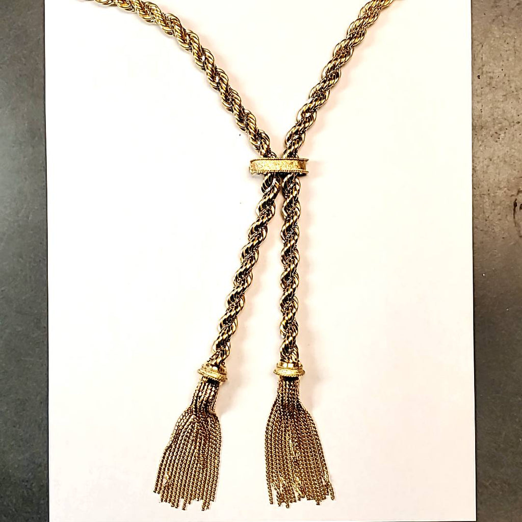 18kt Yellow and White Gold Tassel Necklace