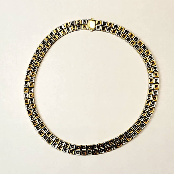 18Kt Yellow And White Gold Box Segment Necklace