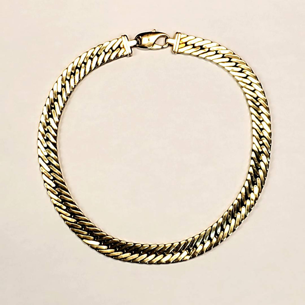 Wide 14kt Yellow Gold Herringbone Choker Necklace