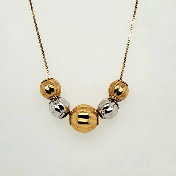 18kt Yellow and White Gold Bead Necklace