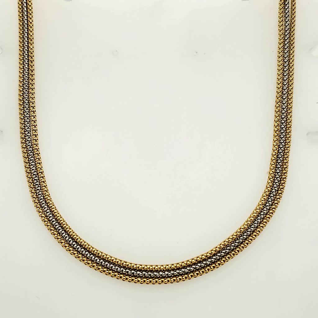 18kt Yellow and White Gold Woven Necklace