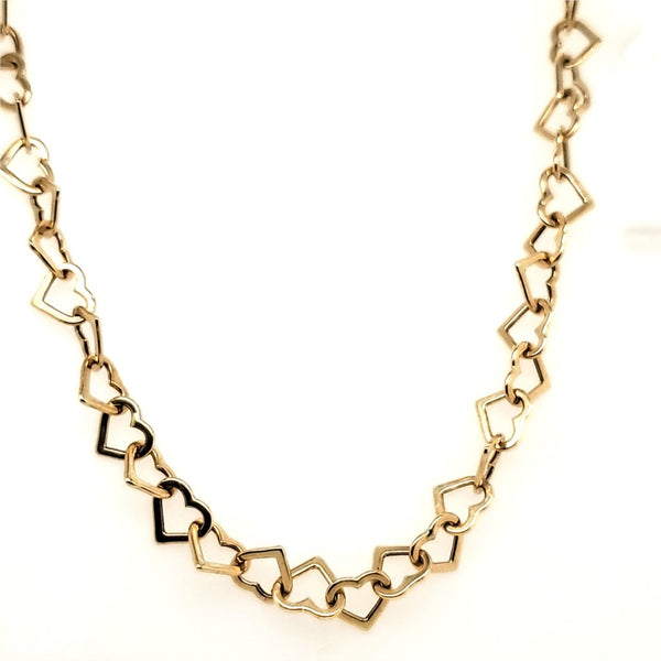 18"" 14kt Yellow Gold Heart Link Necklace