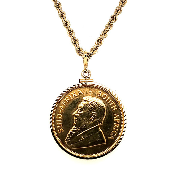 14kt Yellow Gold One Ounce Krugerand Gold Coin Neckalce