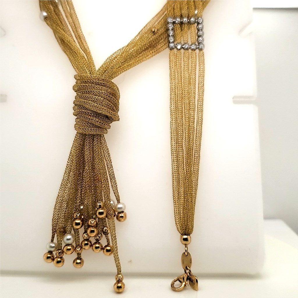 14kt Yellow Gold and Pearl Necklace and Bracelet Suite