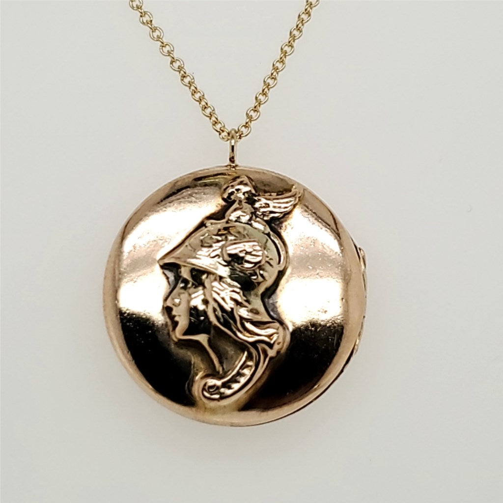 Art Nouveau 10Kt Yellow Gold Locket Necklace