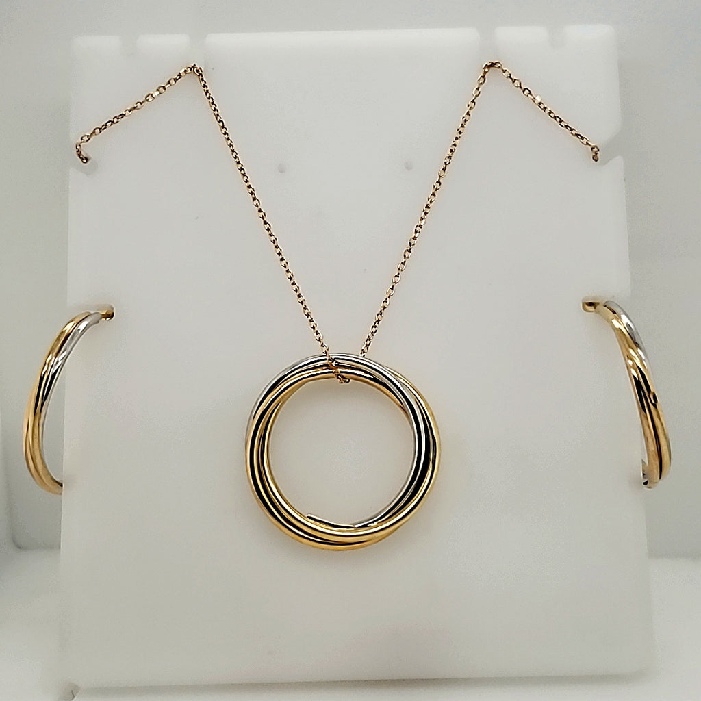 Roberto Coin 18kt Tri Gold Pendant/Earring Suite