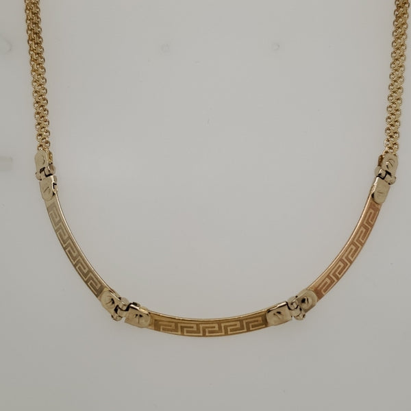 18kt Yellow Gold Greek Key Design Necklace