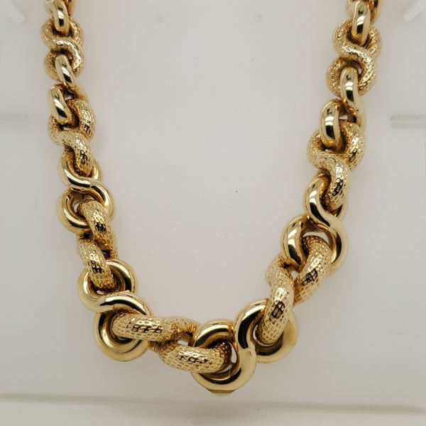 18kt Yellow Gold Dual Finish Gold Necklace