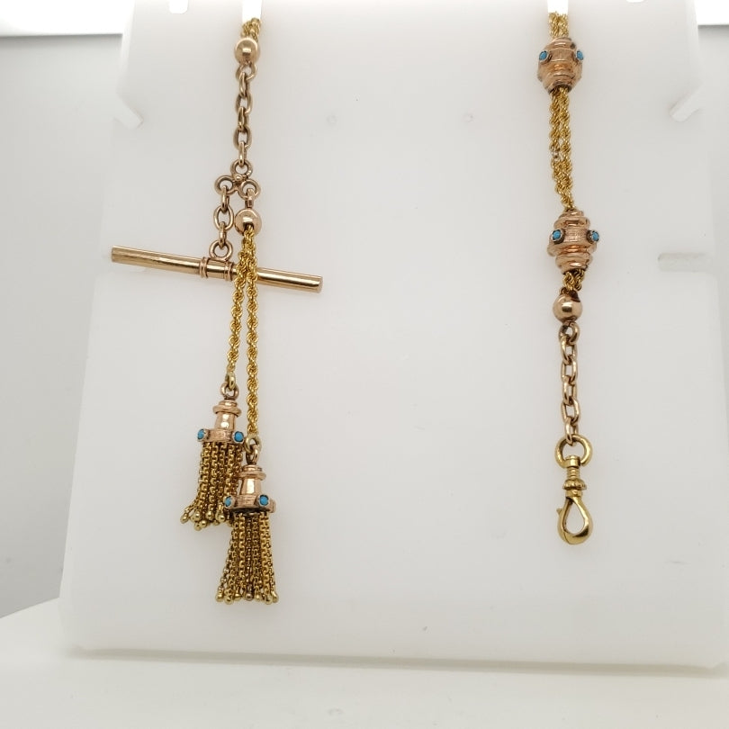 Antique Victorian 18kt Yellow Gold Pocket Watch Chain Necklace