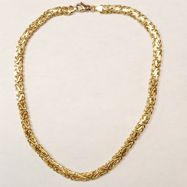 14kt Yellow Gold 8mm Byzantine Weave Necklace
