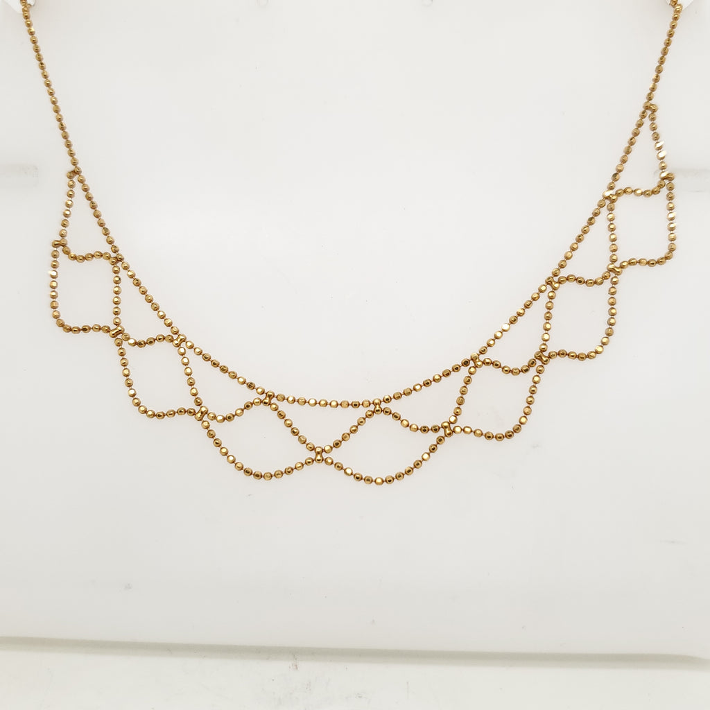 14kt Yellow Gold Beaded Drape Necklace