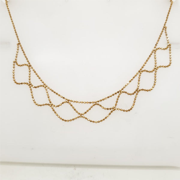 14kt Yellow Gold Beaded Drape Necklace