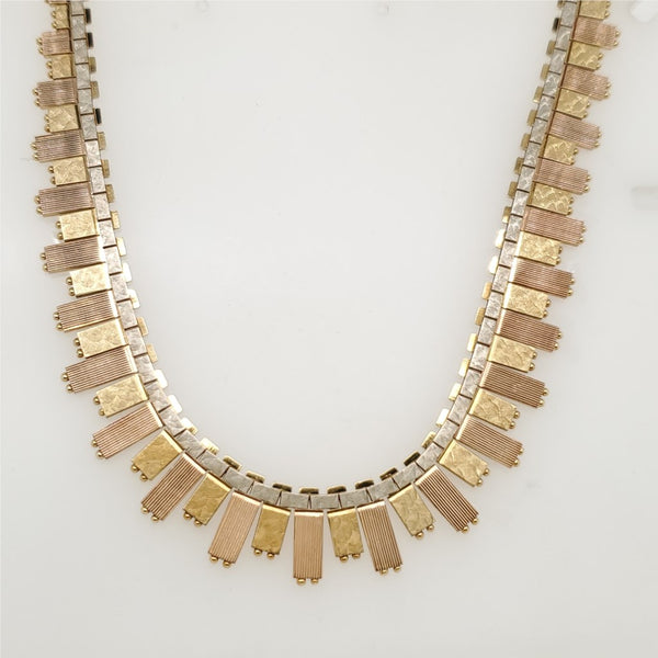 14kt Yellow Rose and White Gold Cleopatra Style Drape Necklace