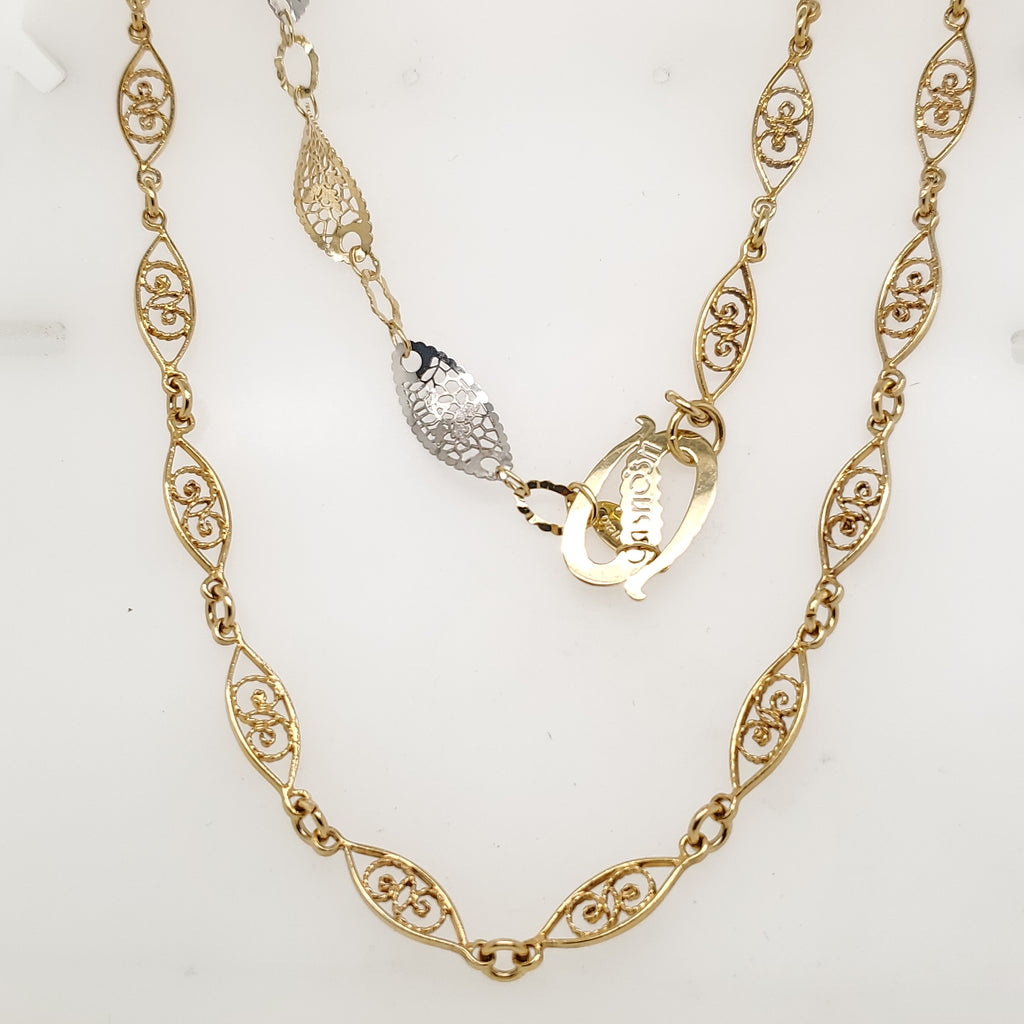 18kt Yellow Gold 28"" Filigree Necklace