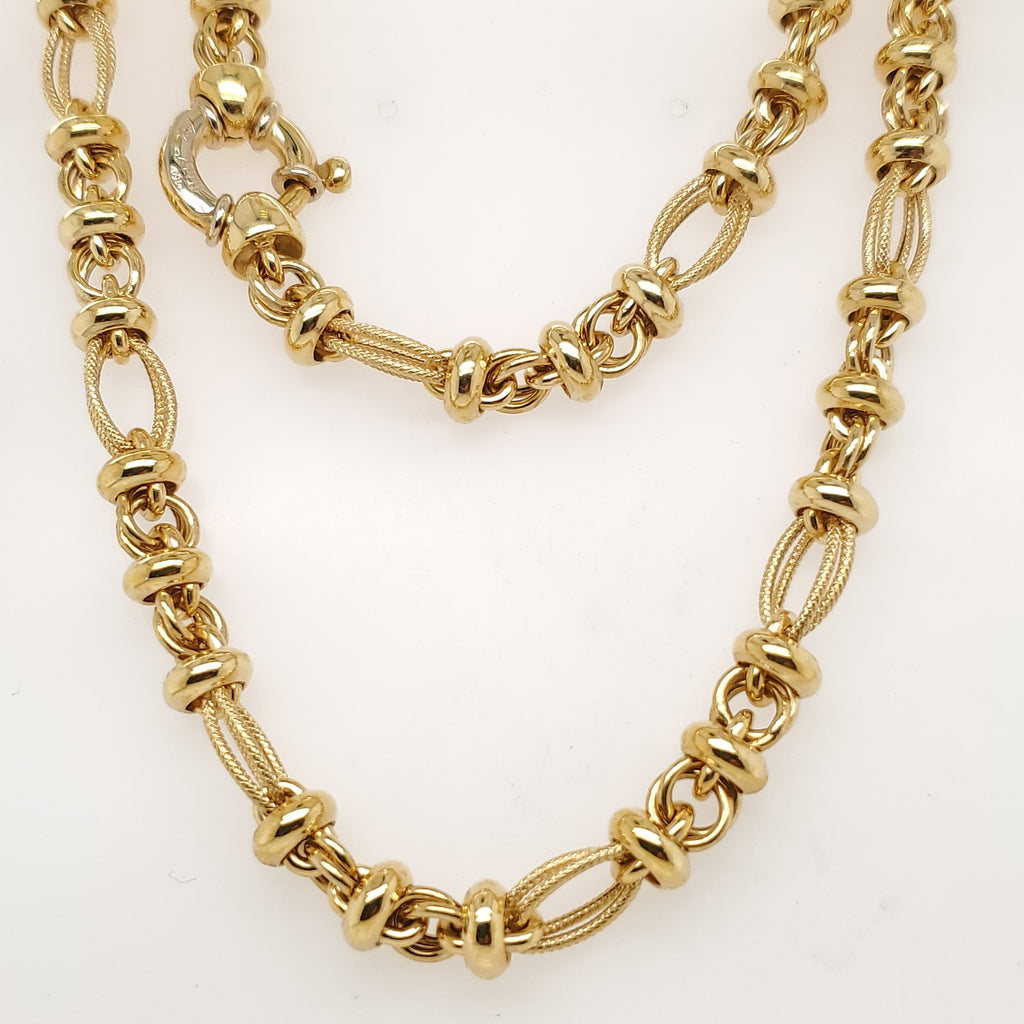 18kt Yellow Gold Alternating Link Necklace