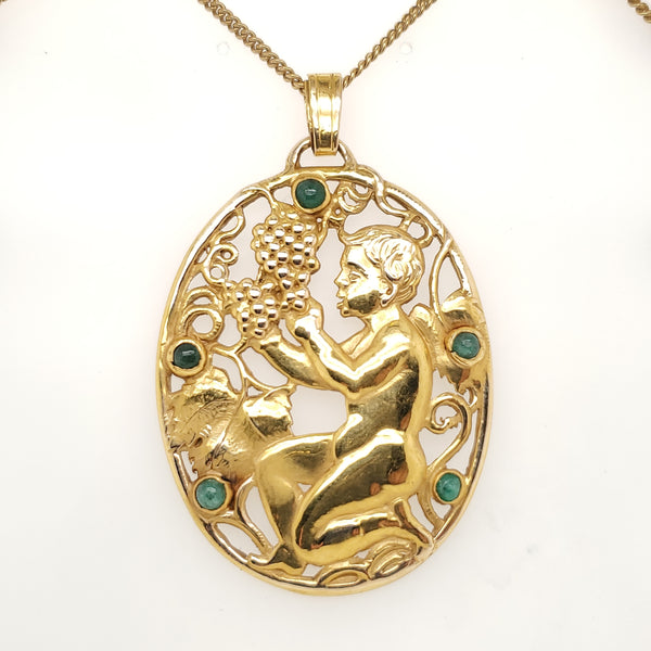 Ferenk Kiss 14kt Gold and Emerald Necklace