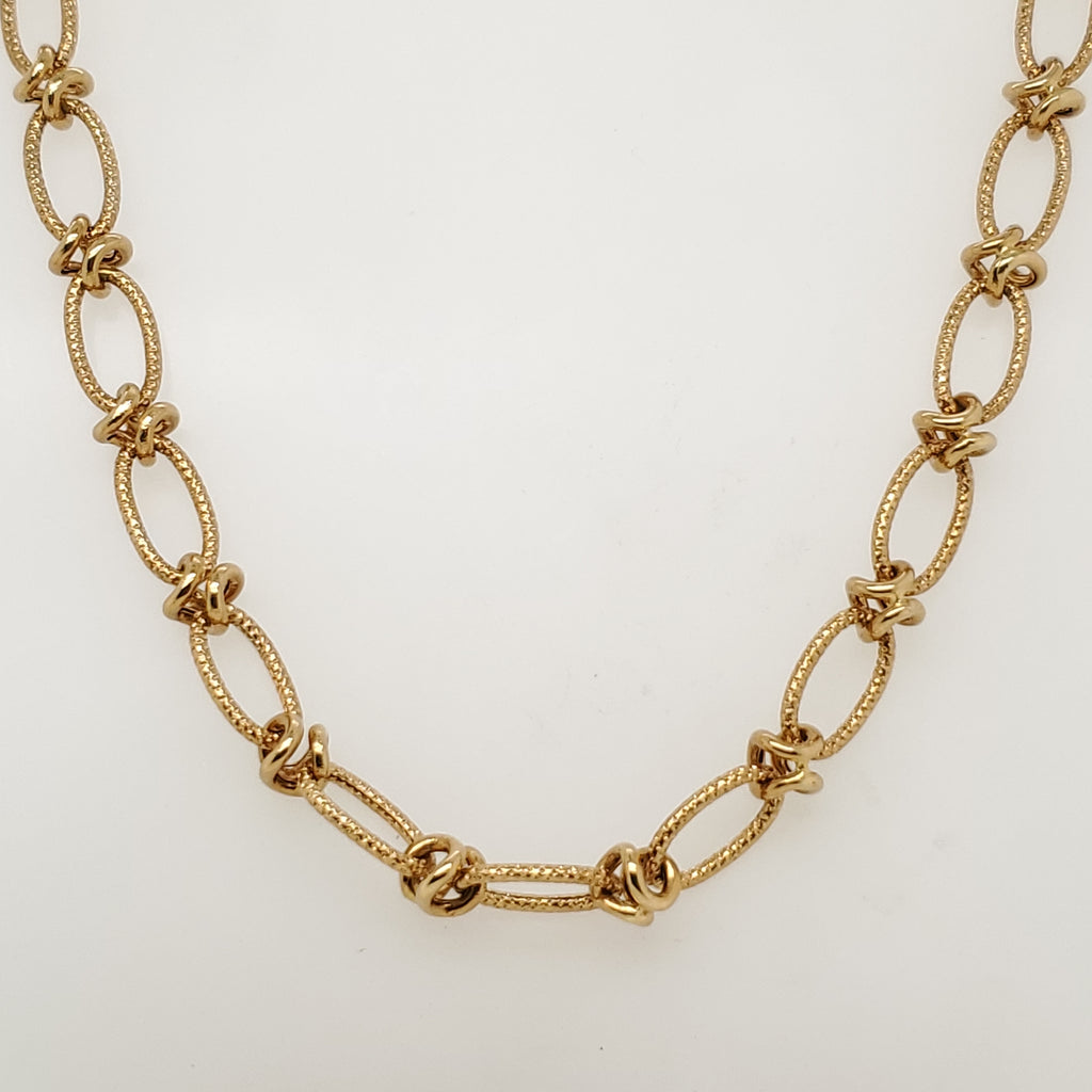18kt Yellow Gold Alternating Link Necklace
