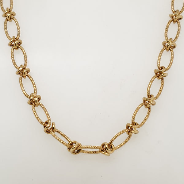 18kt Yellow Gold Alternating Link Necklace