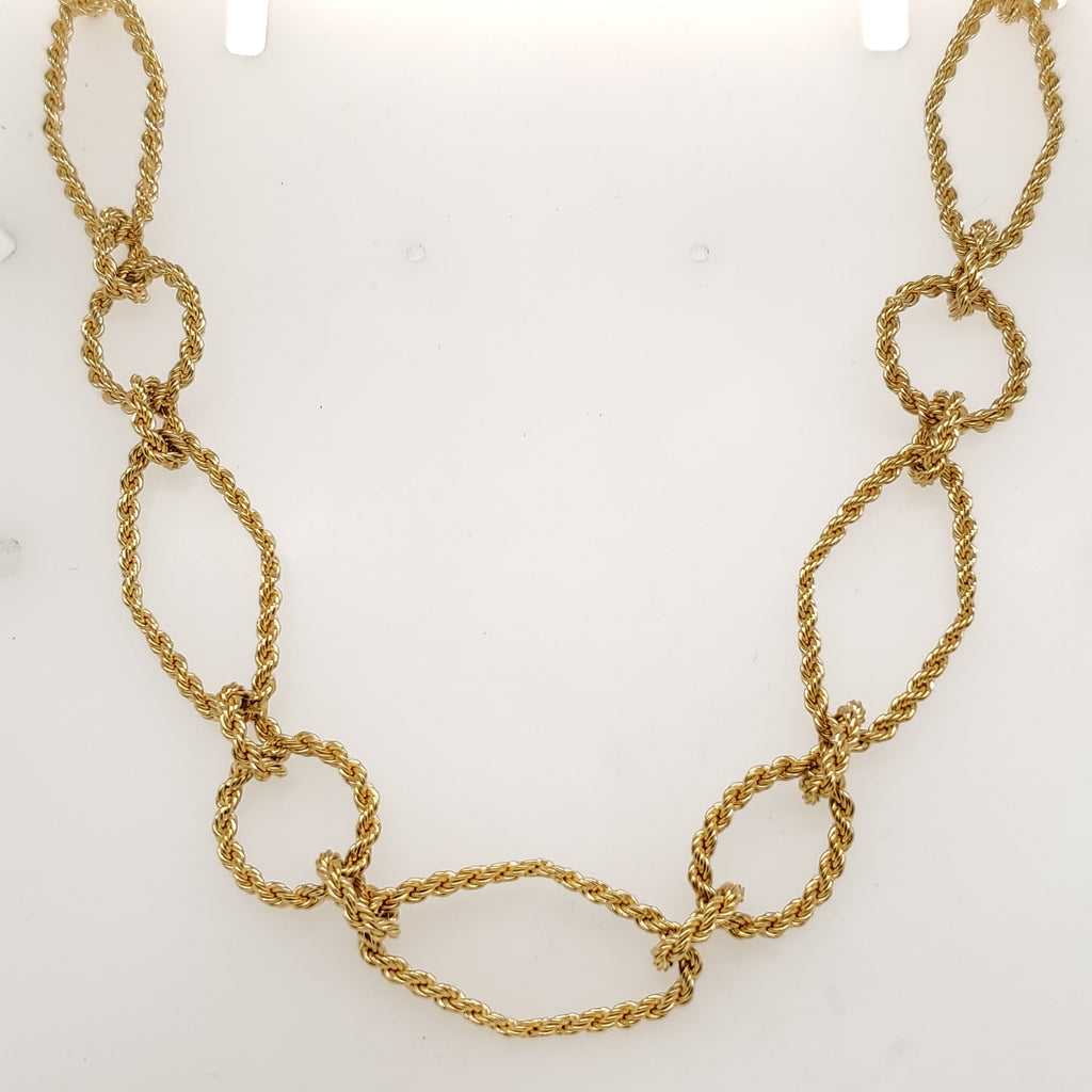 18kt Yellow Gold Alternating Link Necklace