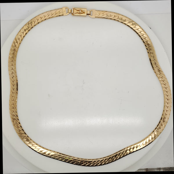 14K Yellow Gold 16"" Beveled Herringbone Necklace