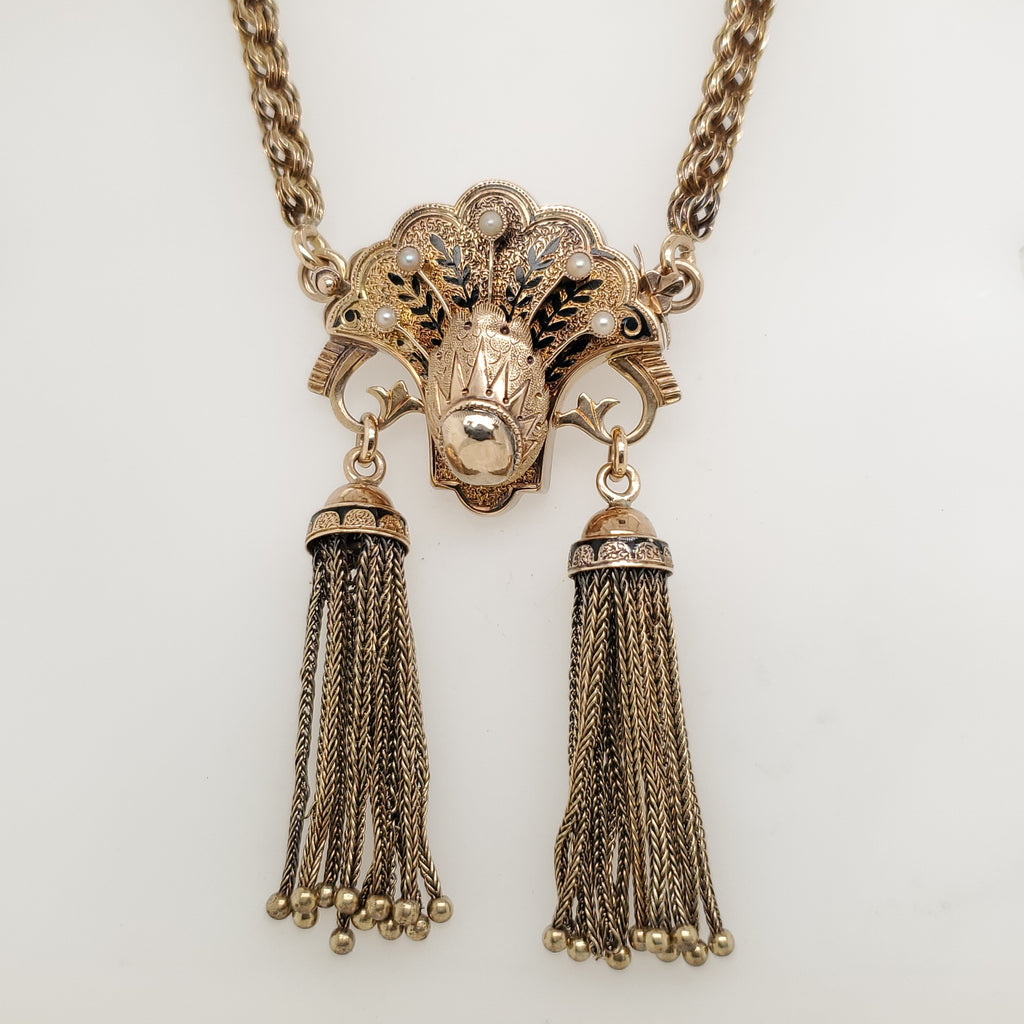 Antique Victorian 14Kt Yellow Gold Tassel Necklace