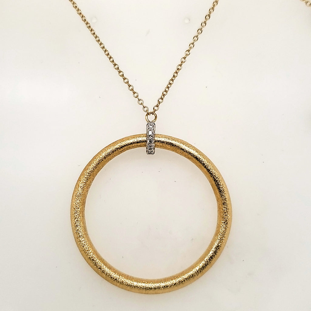 18kt Yellow Gold and Diamond Circle Pendant Necklace