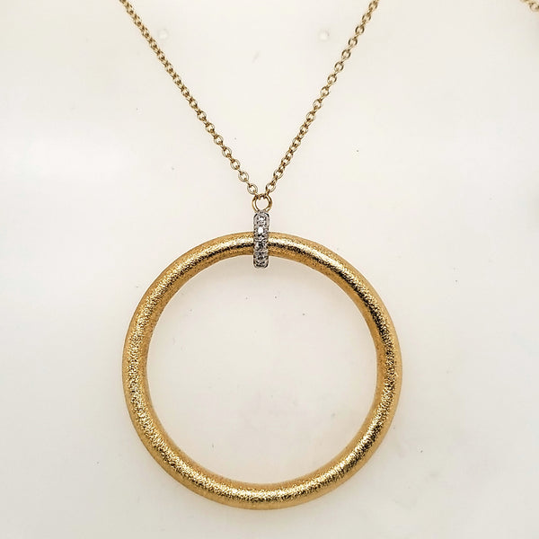 18kt Yellow Gold and Diamond Circle Pendant Necklace