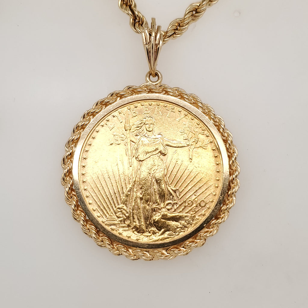 1910 US $20 Gold Coin Pendant Necklace