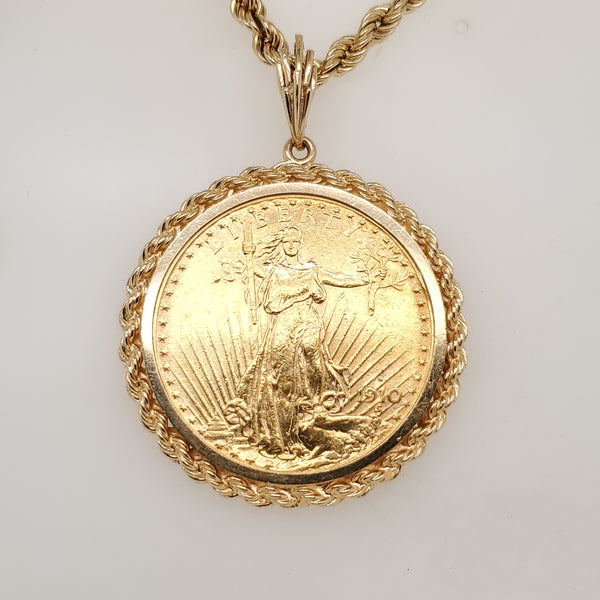 1910 US $20 Gold Coin Pendant Necklace