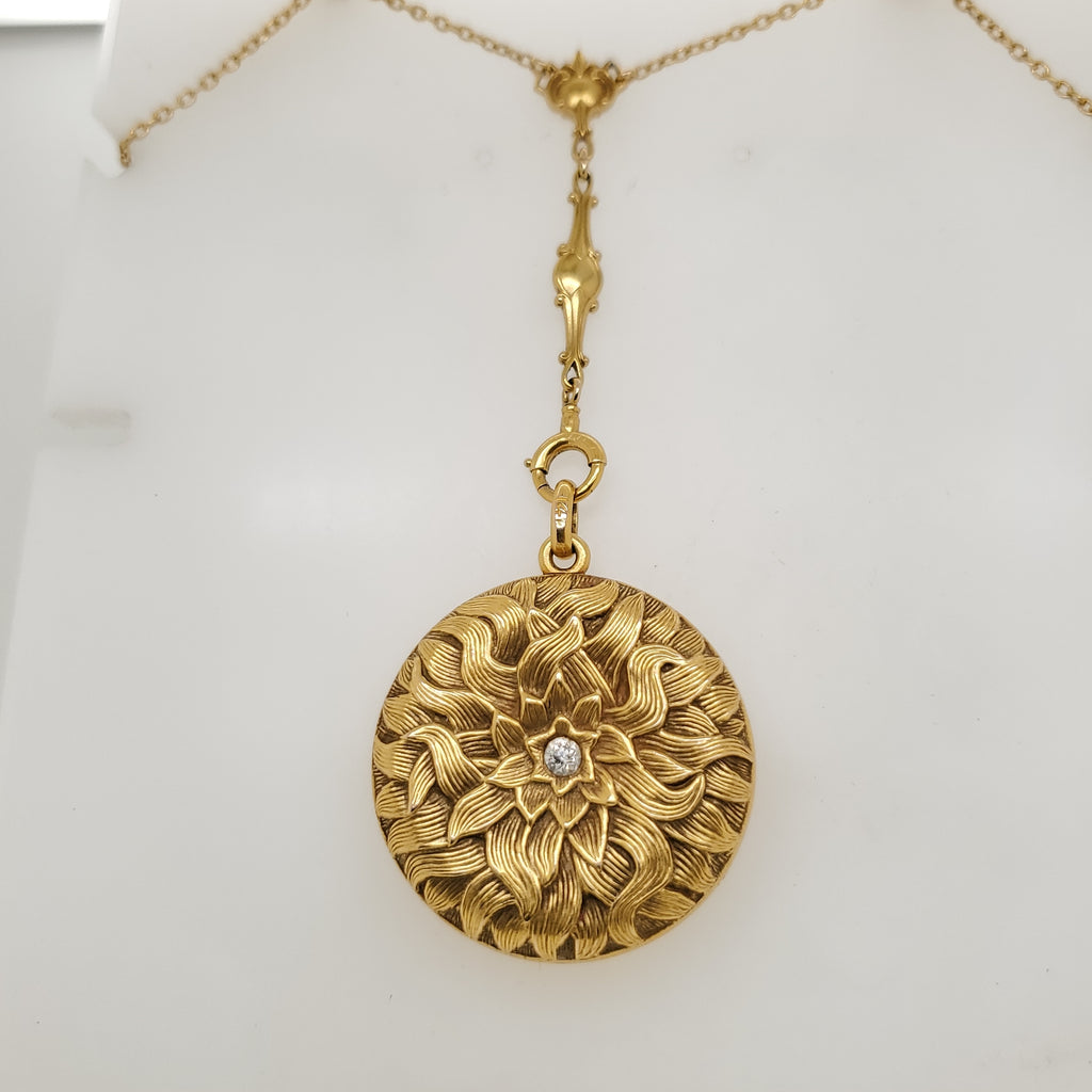Antique Art Nouveau 18kt and Diamond Locket