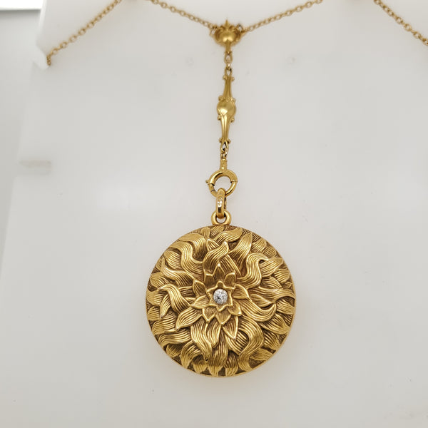 Antique Art Nouveau 18kt and Diamond Locket