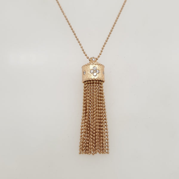 Roberto Coin 18kt Rose Gold and Diamond Tassel Necklace