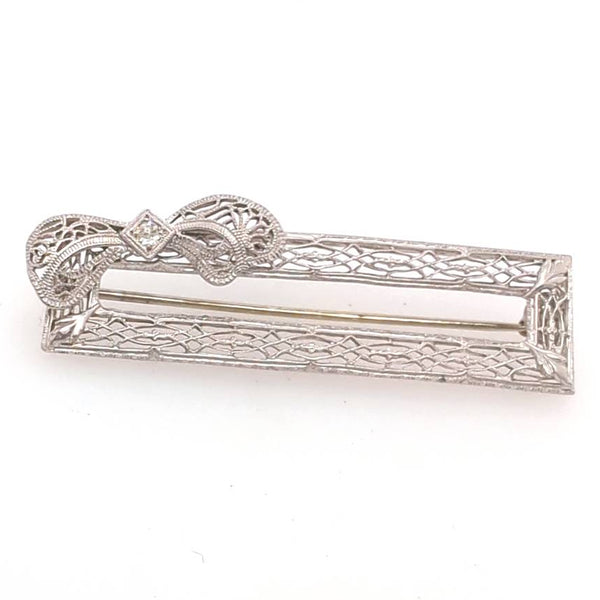 , Estate Platinum On 14Kt White Gold ,Diamond Brooch