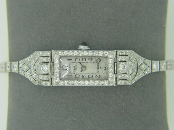 Pre-Owned Art Deco Platinum And Diamond Gruen Wrist Watch