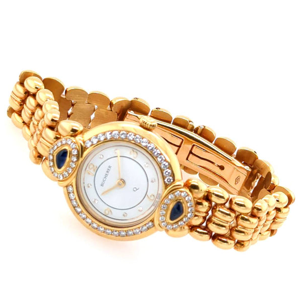 Pre-Owned Ladys Bucherer Paradiso 18Kt Yellow Gold Diamond And Sapphire Watch