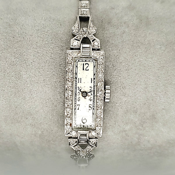 Pre-Owned Platinum Art Deco Baguette Movement Diamond Watch