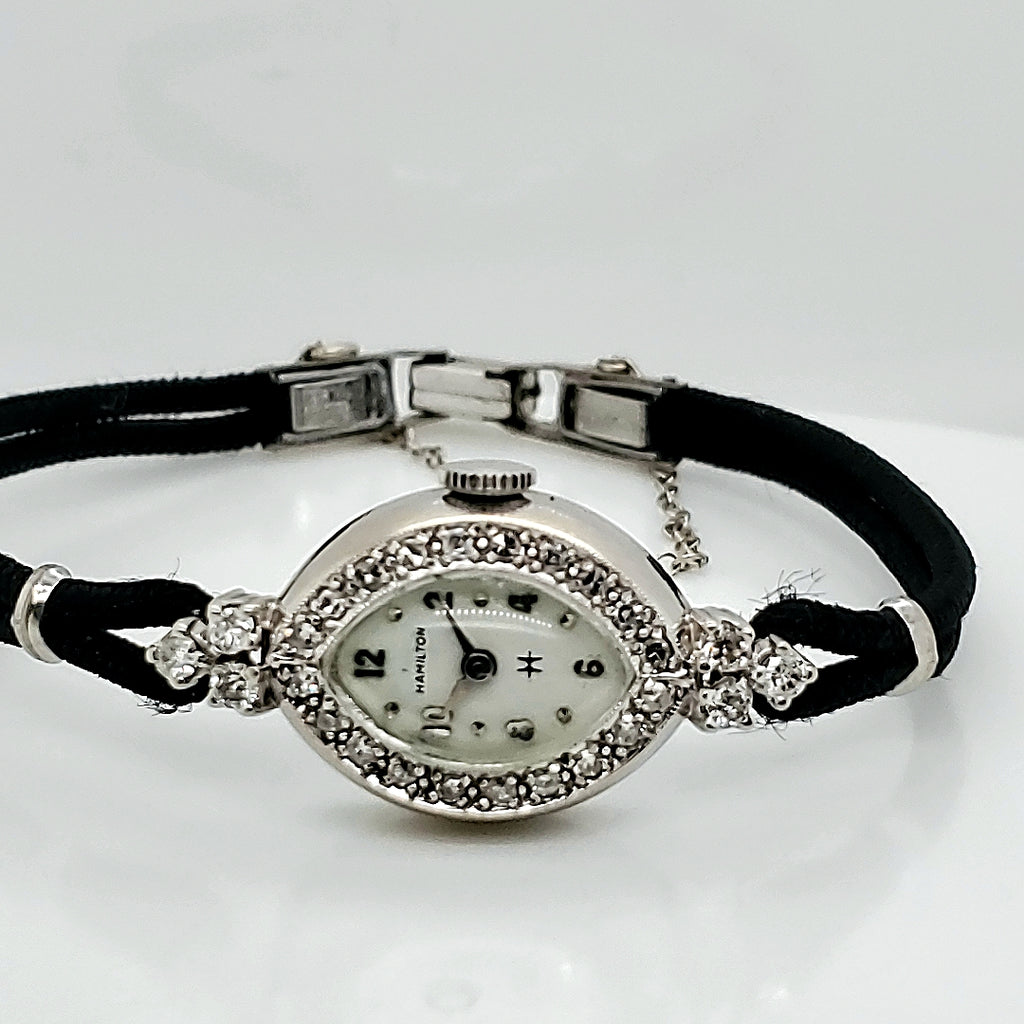 Pre-Owned  Vintage 14kt White Gold and Diamond Ladys Hamilton Watch