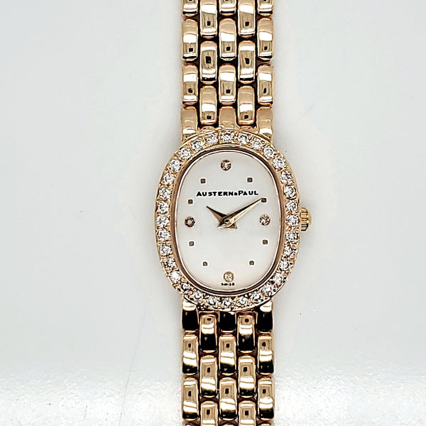 Pre-Owned  Ladys 14kt Yellow Gold and Diamond Austern & Paul Quartz Watch