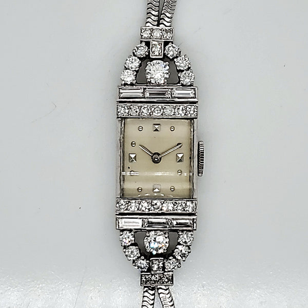 Pre-Owned Art Deco Platinum And Diamond Dinner Watch