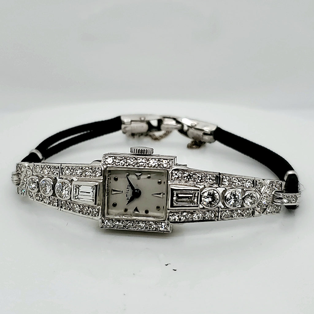 Pre-Owned  Vintage Hamilton Platinum Diamond Dinner Watch