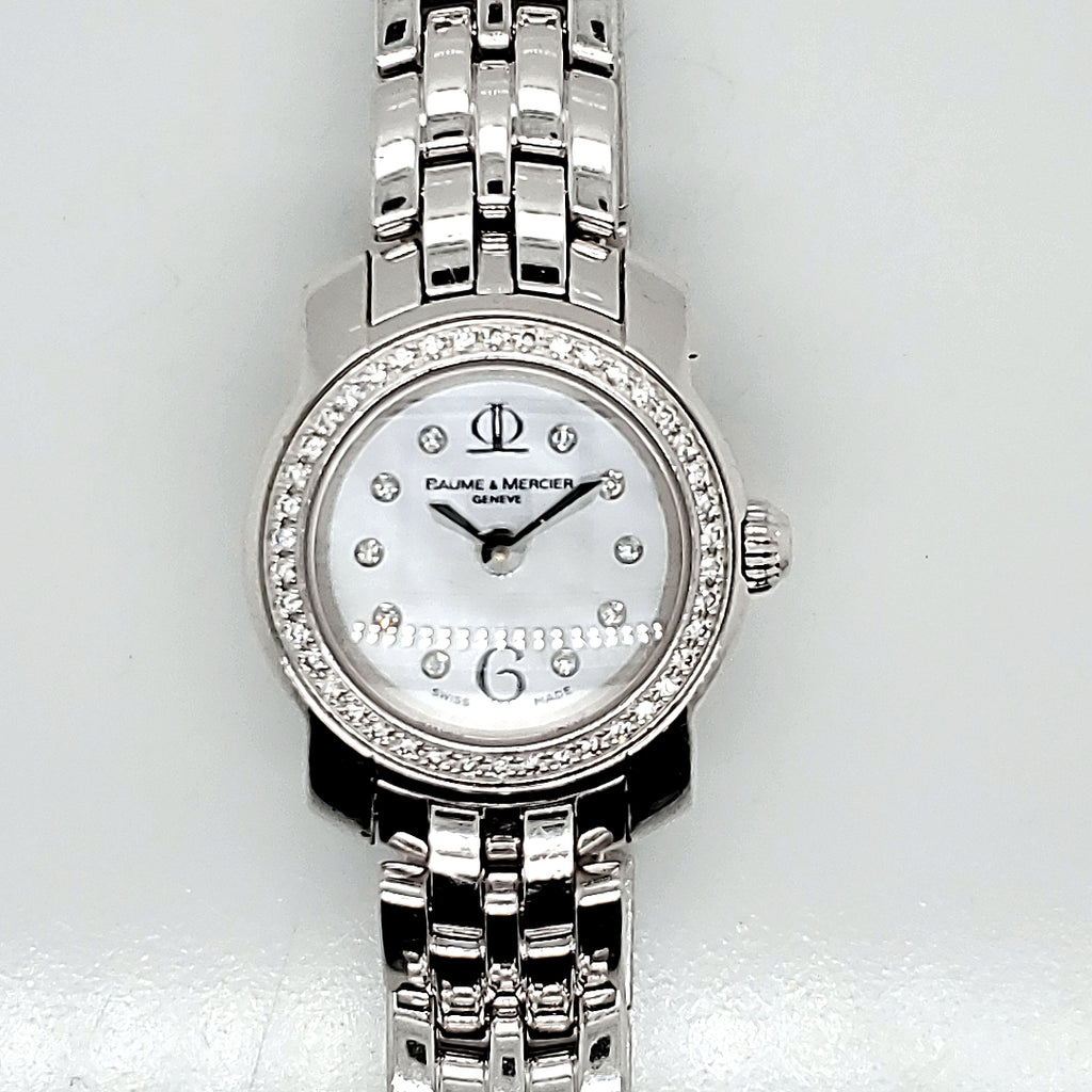 Pre-Owned Baume & Mercier 18kt White Gold and Diamond Watch