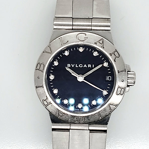 Pre-Owned Ladys Bulgari Stainless Steel Diamond Watch