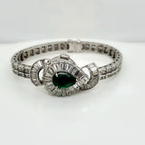 Pre-Owned Vintage Platinum Emerald And Diamond Longines Watch