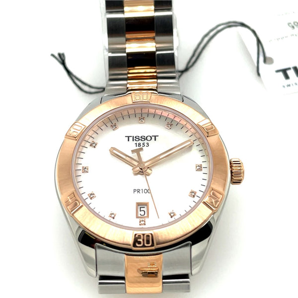 Tissot Ladies PR100 Stainless Steel With Rose PVD Watch