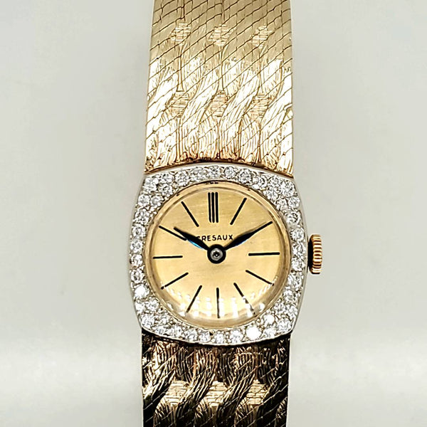 Vintage Ladys 14kt Yellow Gold and Diamond Watch