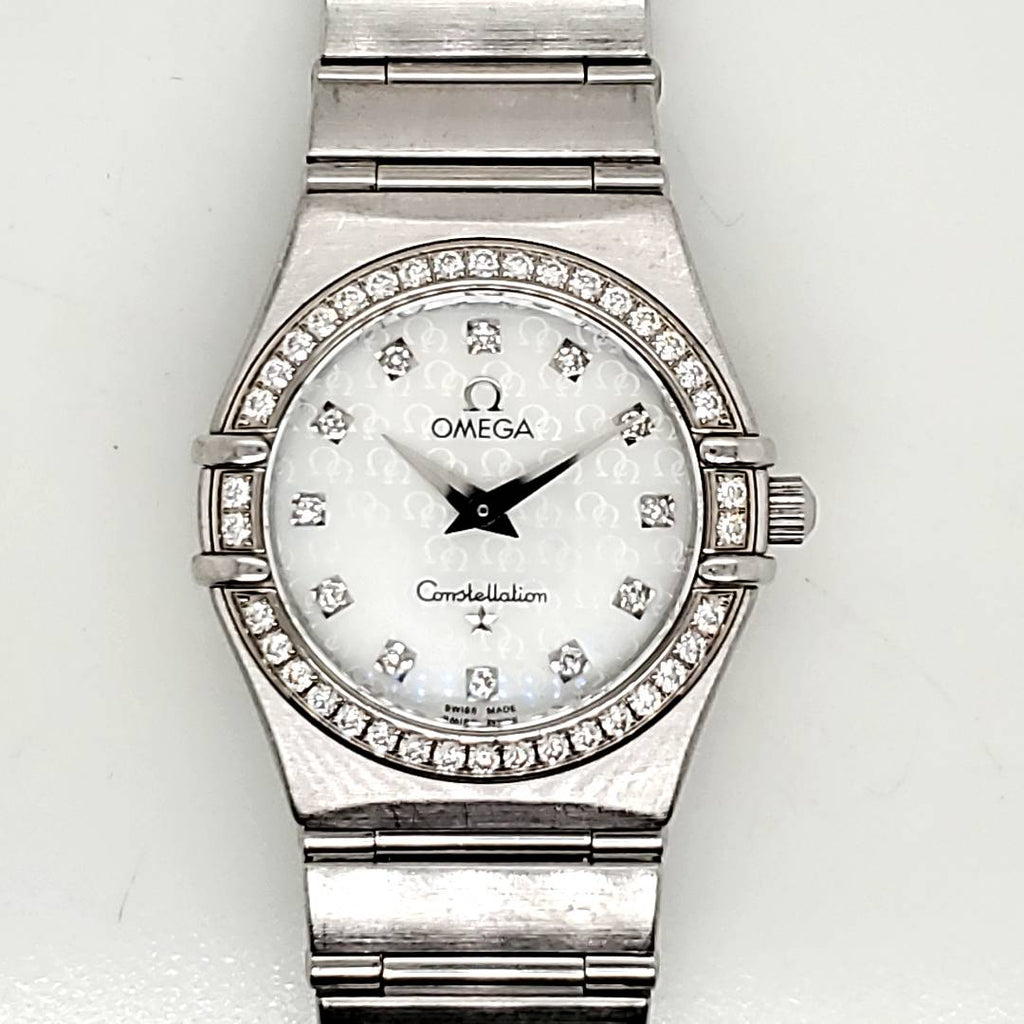 Ladys Stainless Steel and Diamond Omega Constellation